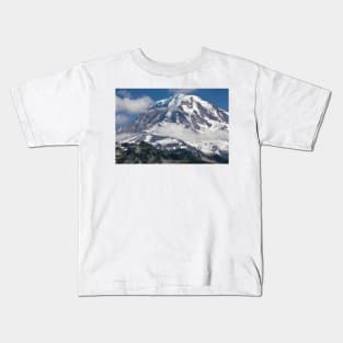 Clouds Over Snow Covered Mountain Mount Rainier National Park Kids T-Shirt